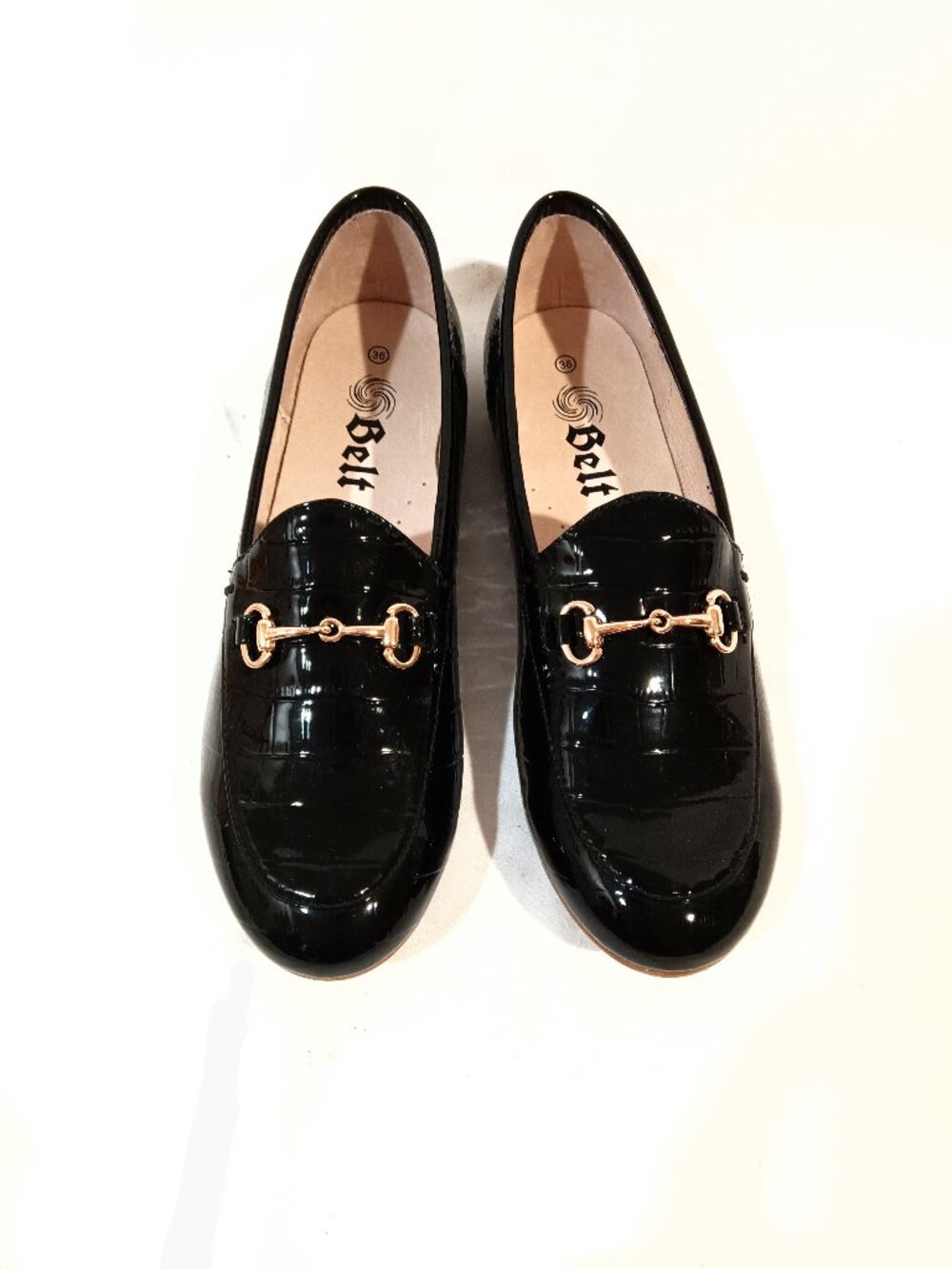 Belt Girl Shoes Size 4.5 USA 36 EU New Loafers Flats Slip On Black